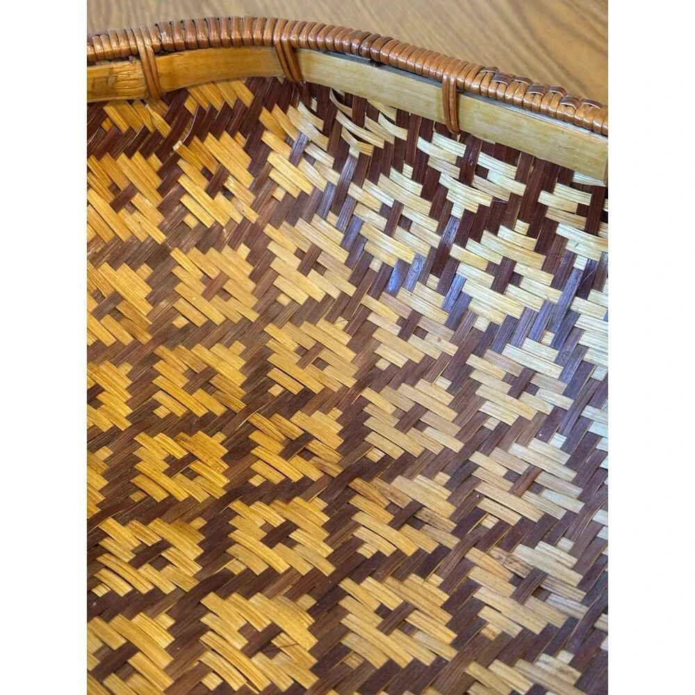 Vintage Hexagon Woven Basket Rustic Boho Home Decor geometric 11.5 x 4